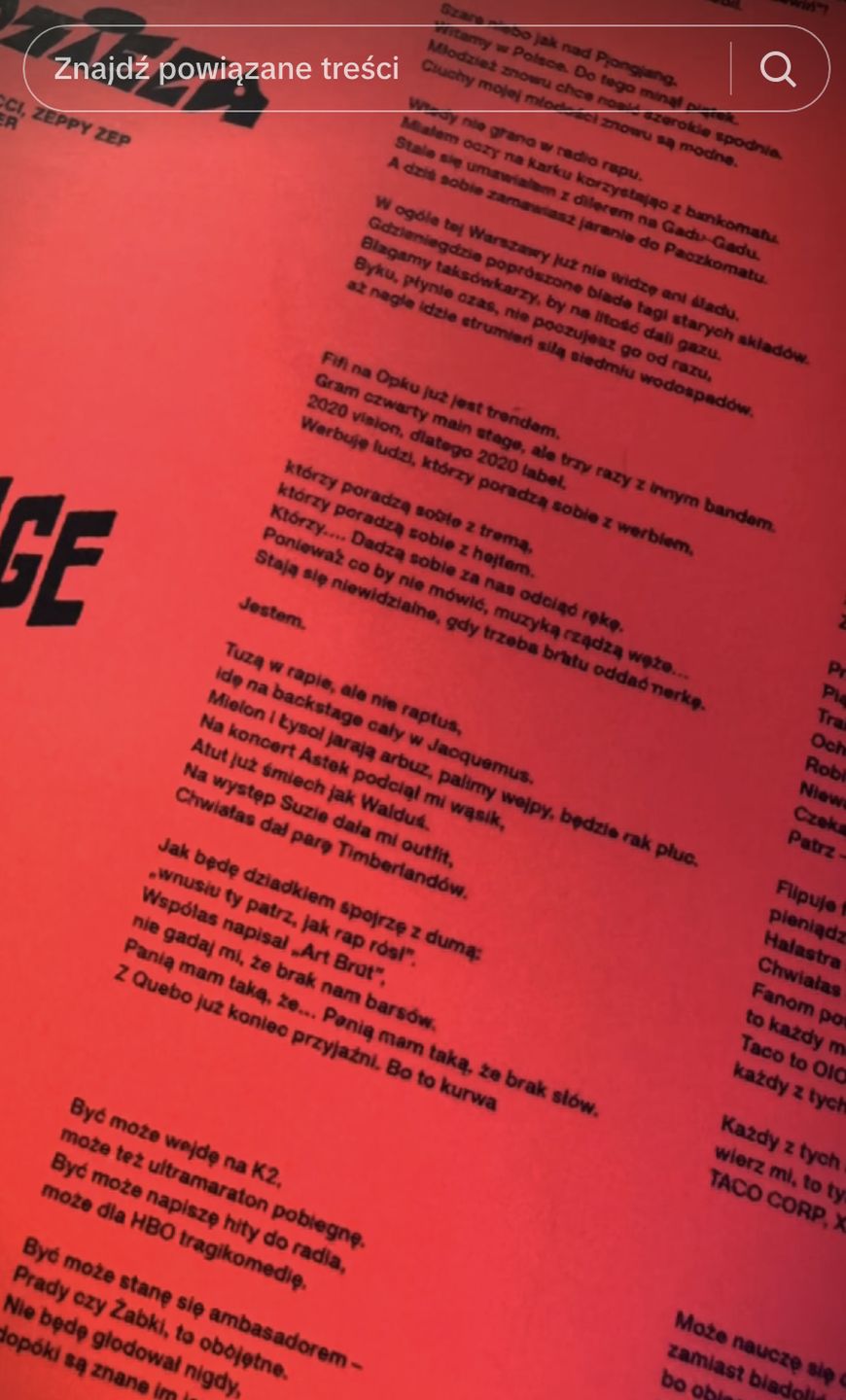 Tekst utworu "Main Stage Freestyle" na winylu 1-800-Oświecenie