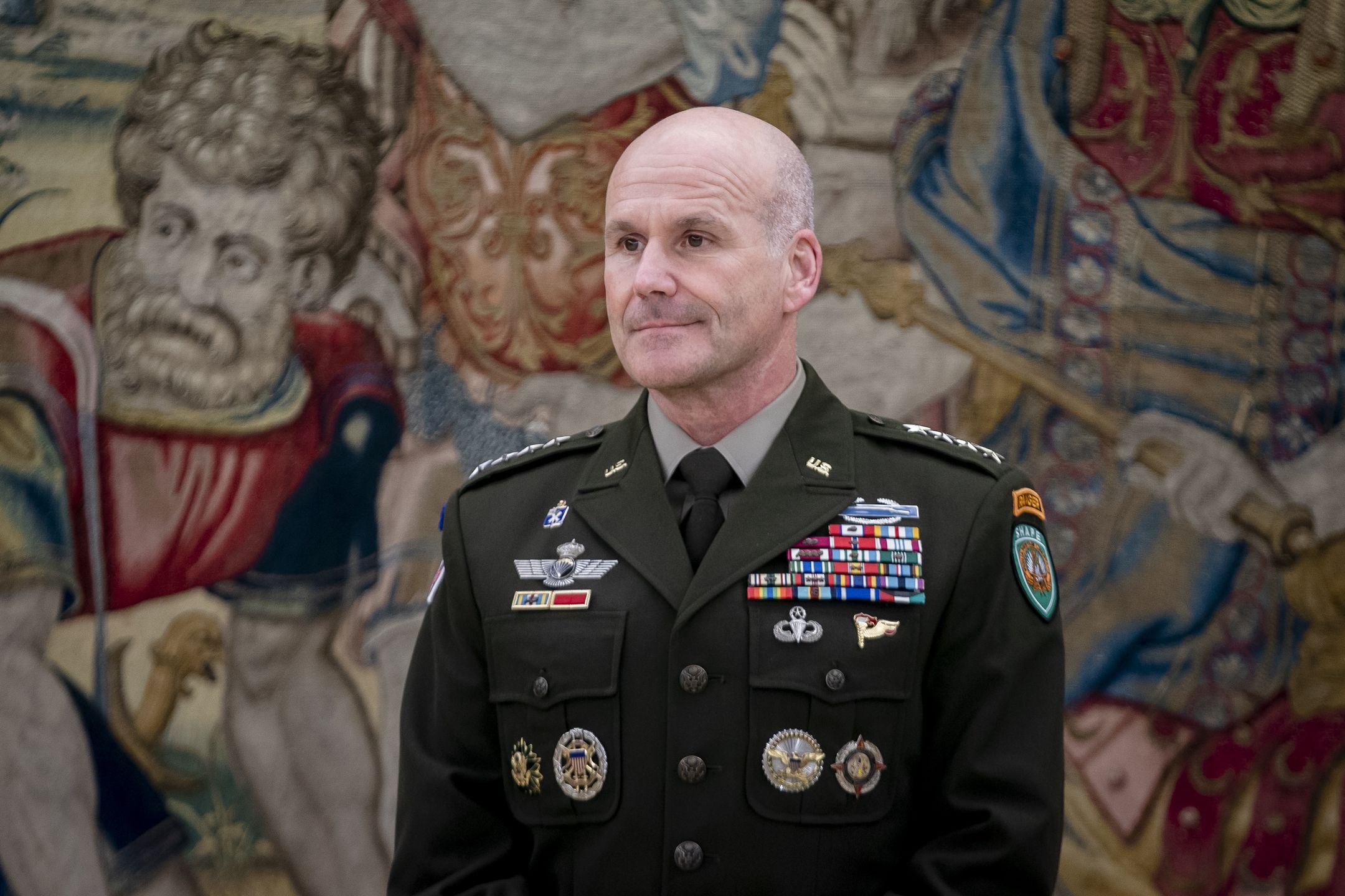 MADRID, SPAIN - MARCH 01: Commander, Supreme Allied Command Europe (SACEUR), General Christopher G. Cavoli, poses upon his arrival 
at Zarzuela Palace, March 1, 2023, in Madrid, Spain. Christopher G. Cavoli is a general in the U.S. Army and has traveled to Spain on business. Cavoli was appointed to succeed General Tod D. Wolters in his dual role as commander of U.S. European Command and Supreme Allied Commander Europe. (Photo By A. Perez Meca/Europa Press via Getty Images)