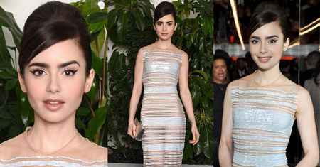 Lily Collins w prześwitującej sukni