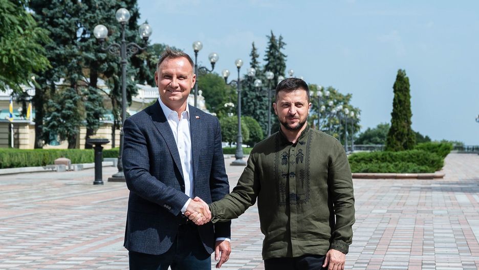 Andrzej Duda i Wołodymyr Zełenski podczas spotkania w Kijowie