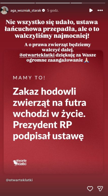 Agnieszka Woźniak-Starak komentuje decyzje prezydenta