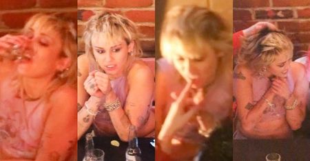 Miley Cyrus i jej ALKOHOLOWA LIBACJA: szoty, rozwiane włosy i podgryzanie palców Yungbluda! (ZDJĘCIA)