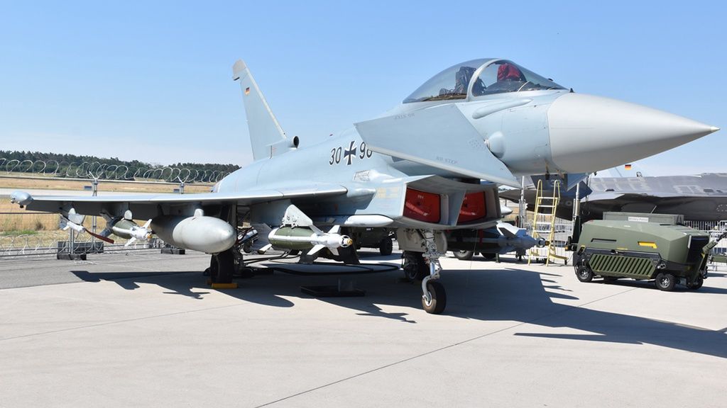 Eurofighter jet in the colors of the German Luftwaffe