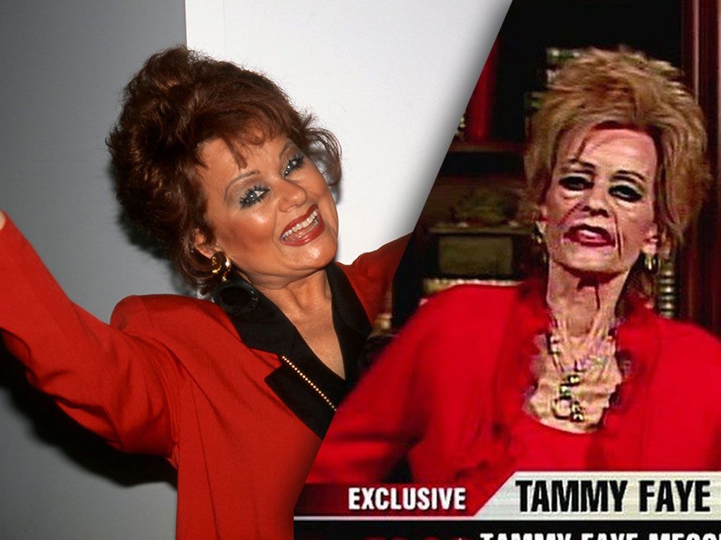Tammy Faye podczas występu w Las Vegas, 1996 r. oraz 11 lat później, żegnając się z widzami