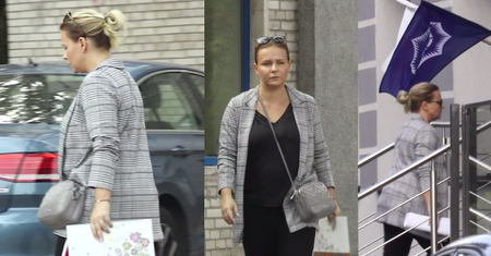 Zmęczona Aneta Zając pędzi na komisariat policji