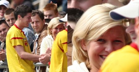 Blond Lewandowska dopinguje Roberta na meczu Znicza Pruszków (FOTO)