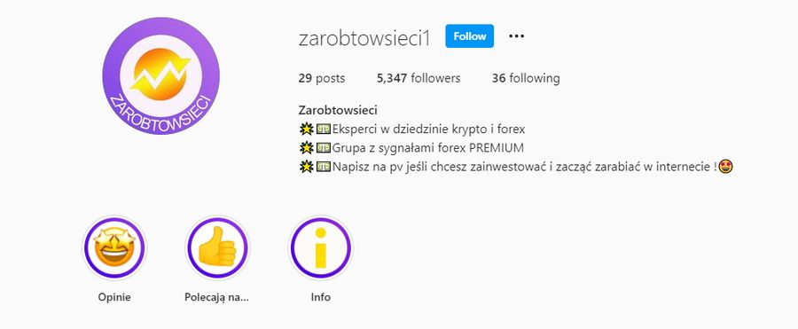 profil na IG "zarobtowsieci1"