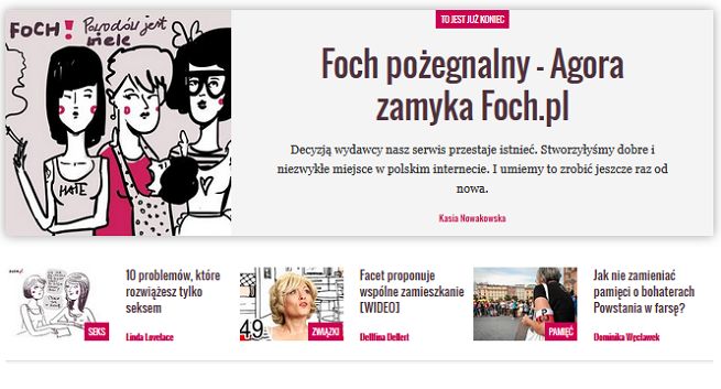 Agora zamyka serwis Foch.pl, użytkowniczki protestują. „Czas skupić się na innych projektach”
