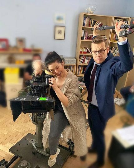 Kasia Cichopek i Marcin Mroczek na planie "M jak Miłość"
