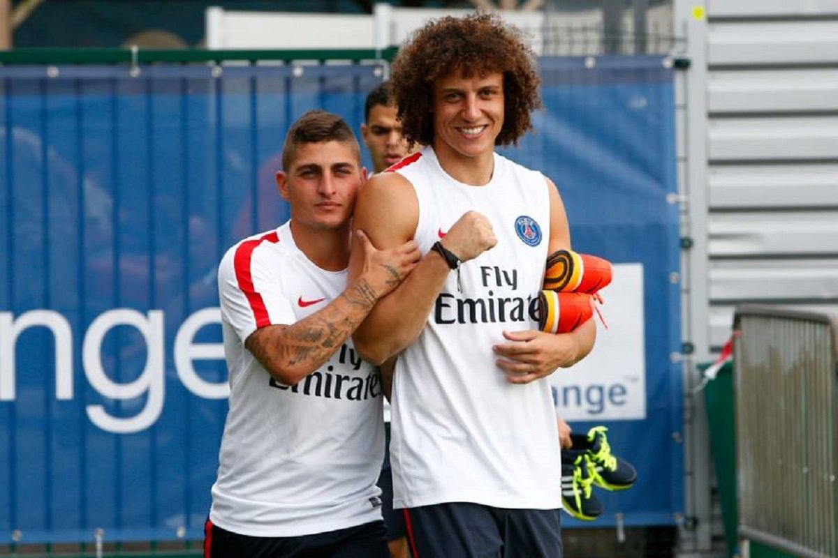 Marco Verratti na zdjęciu z Davidem Luizem