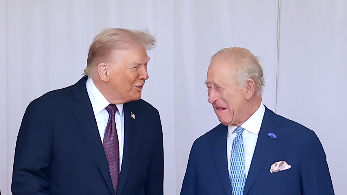 WINDSOR, ENGLAND - SEPTEMBER 17: U.S. President Donald Trump and King Charles III during the State visit by the President of the United States of America at Windsor Castle on September 17, 2025 in Windsor, England. (Photo by Chris Jackson/Getty Images)
