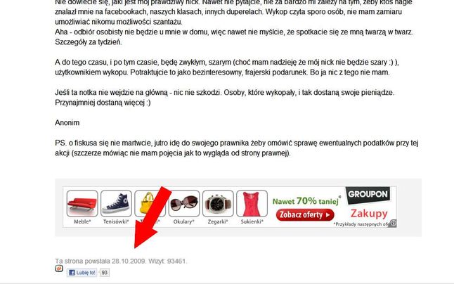 Tekst z Wykopu. Warto zwrócić uwagę na datę.