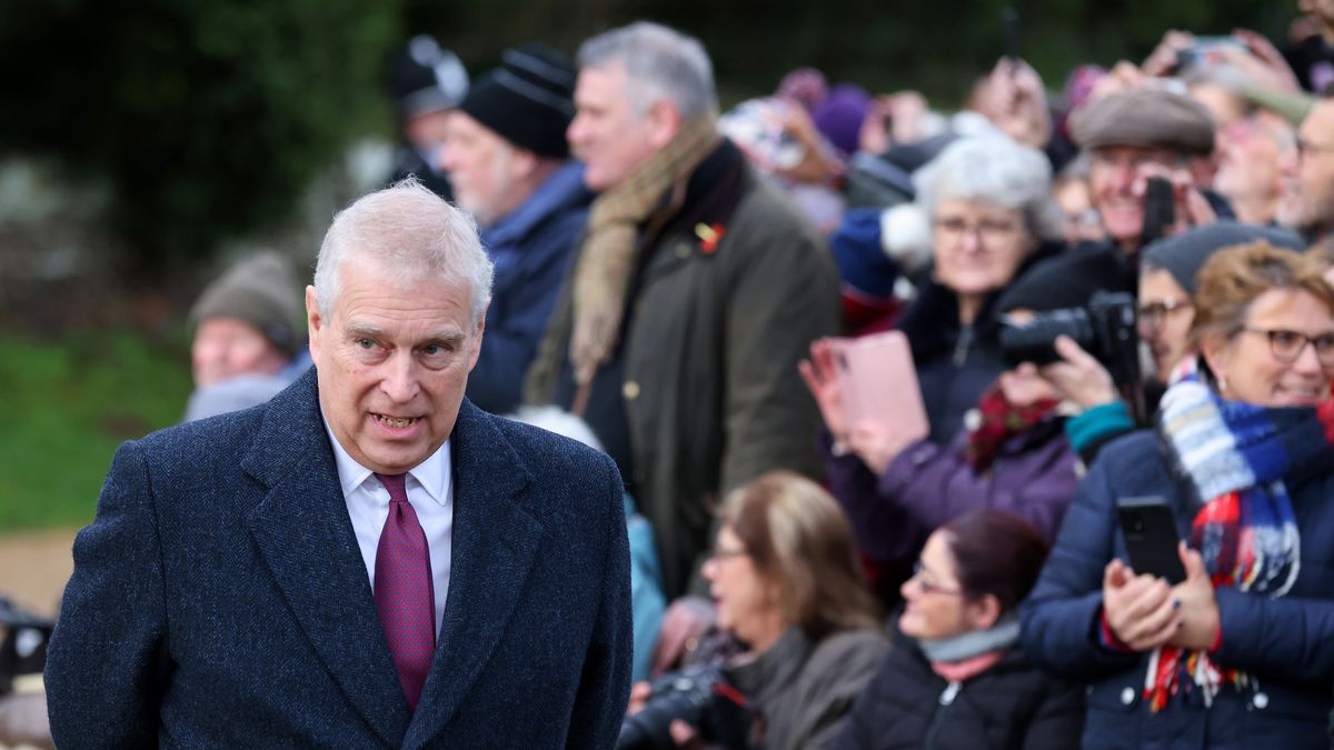 SANDRINGHAM, NORFOLK - DECEMBER 25: Prince Andrew, Duke of York, attends the Christmas Day service at St Mary Magdalene Church on December 25, 2022 in Sandringham, Norfolk. King Charles III ascended to the throne on September 8, 2022, with his coronation set for May 6, 2023. (Photo by Stephen Pond/Getty Images)