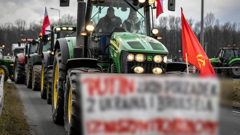 Protest rolników na Śląsku i skandaliczny baner skierowany do Władimira Putina
