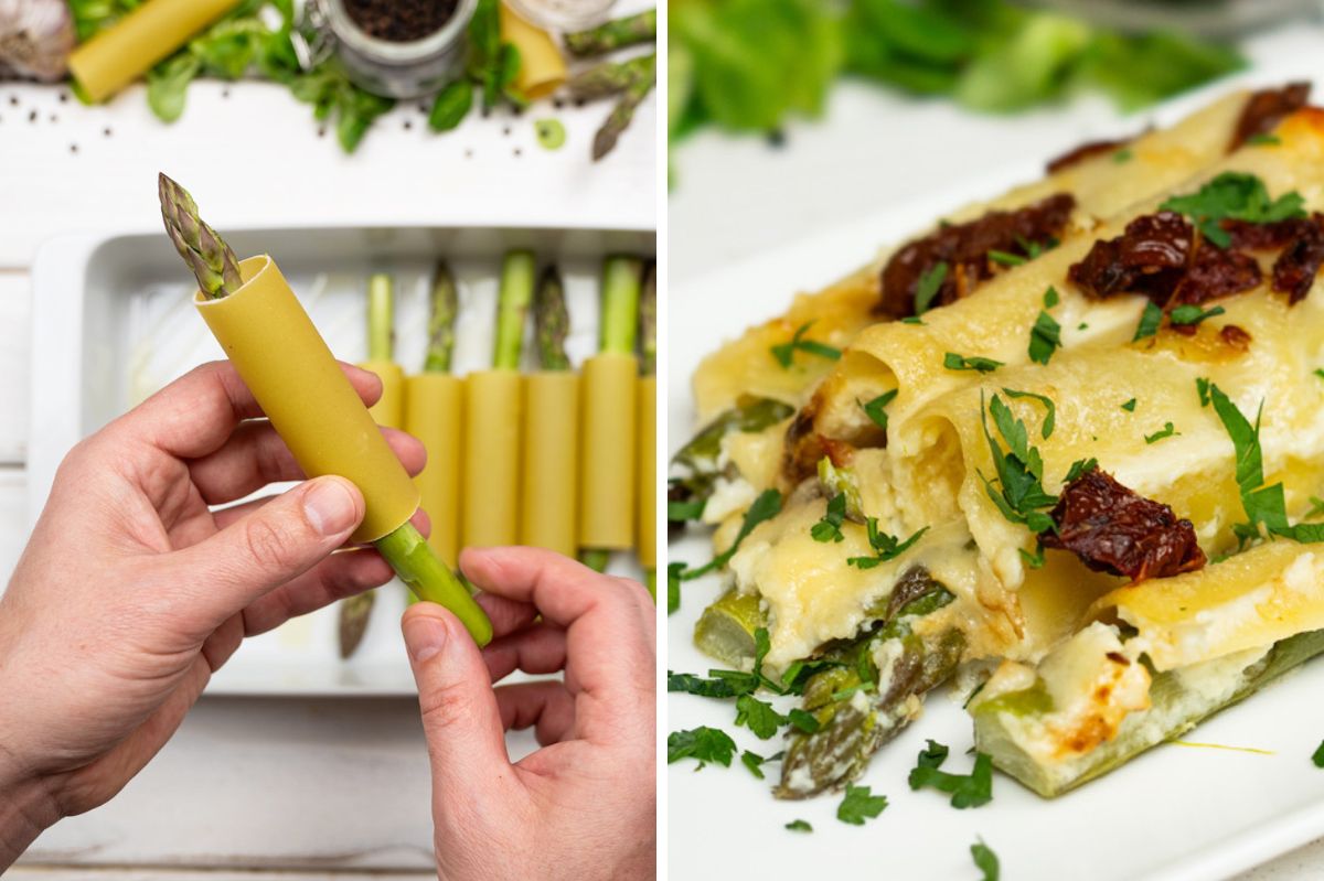 Revamp your spring menu with green asparagus wrapped in pasta
