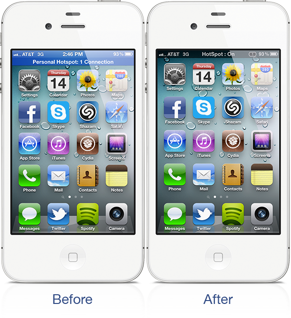 Modyfikacja paska tetheringu na iOS 2