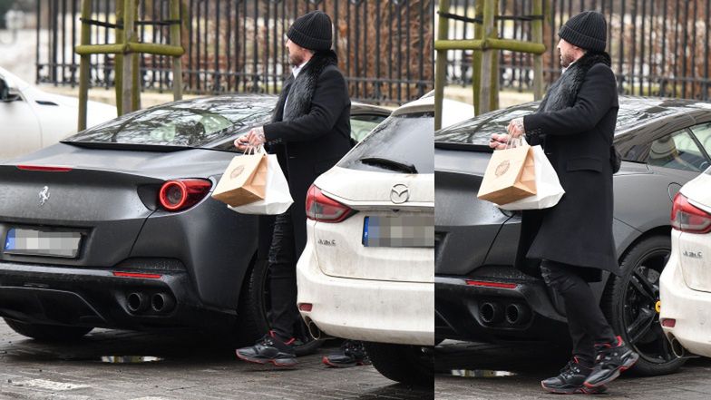 Patryk Vega wsiada do ferrari za 1,2 miliona złotych w czapce za ponad 2 tysiące złotych