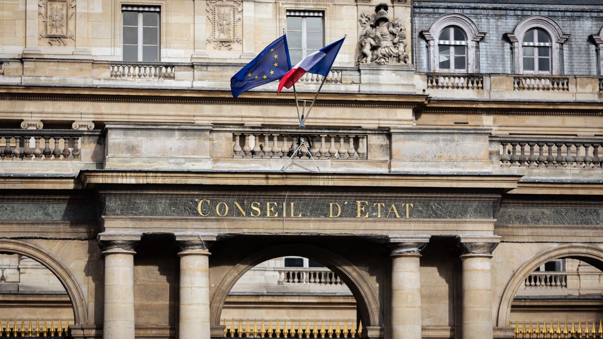 Paris, 27/10/2023 - Dozens of protestors gathered in front of the State Council in Paris, while the legality of the dissolution of the ecological movement Soulevements de la Terre proposed by Minister of the Interior Gerald Darmanin was examined. After the hearing was postponed in August, the State Council's final decision was awaited with great apprehension. (Photo by Telmo Pinto/NurPhoto via Getty Images)