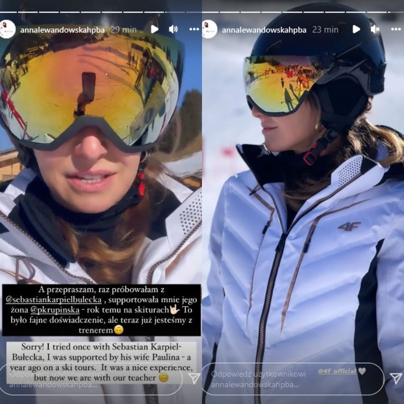 Anna i Robert Lewandowscy szaleją na stoku podczas zimowego wypadu w góry