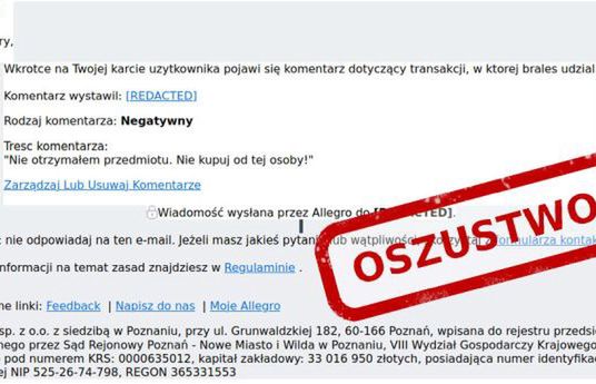 NASK ostrzega przed oszustami podszywającymi się pod Żabkę i Allegro