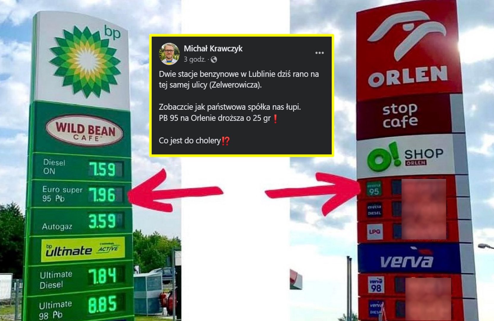 Dwie stacje benzynowe w Lublinie. "Zobaczcie jak państwowa spółka nas łupi"
