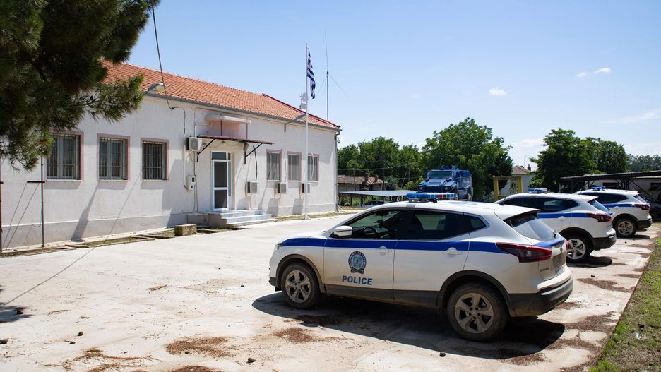 Border police station with vehicles in Nea Vyssa. Greece strengthens its surveillance capabilities to fight the increased refugee and migrants flows from Turkey. The border protection at Greek Turkish borders in Evros region is reinforced, supported by the EU, with more Frontex personnel and vehicles, more Greek border police officers, drones, building a new fence and wall, watchtowers with thermal remote cameras and radar on the tower, new combat vehicles and control rooms. Evros Region, Greece on June 18, 2021 (Photo by Nicolas Economou/NurPhoto via Getty Images)