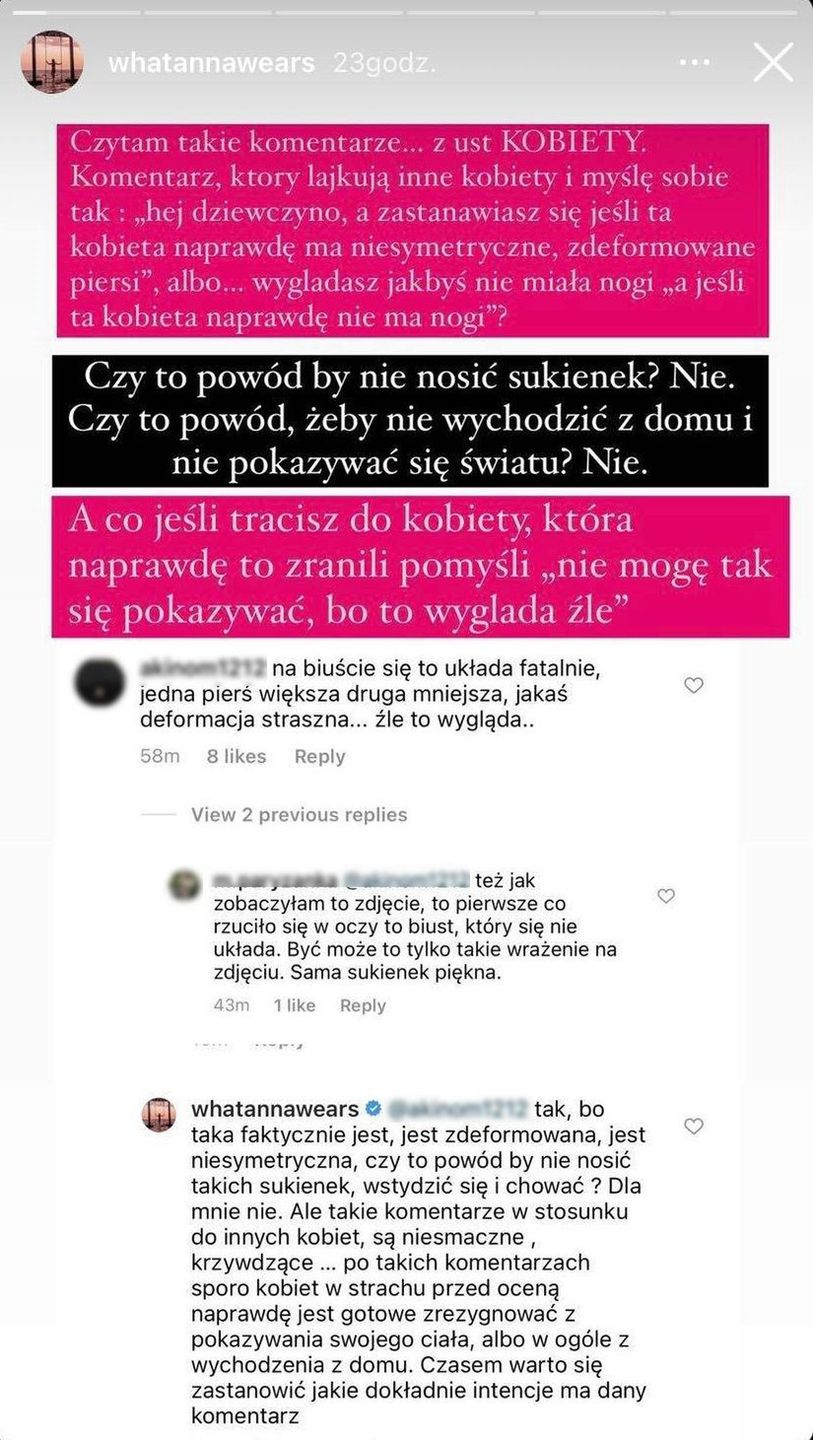 Anna Skura odbiera osobiście krytykę sukienki ze swojego sklepu