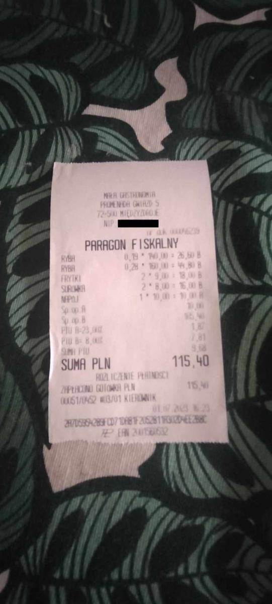 Cena obiadu w Międzyzdrojach 