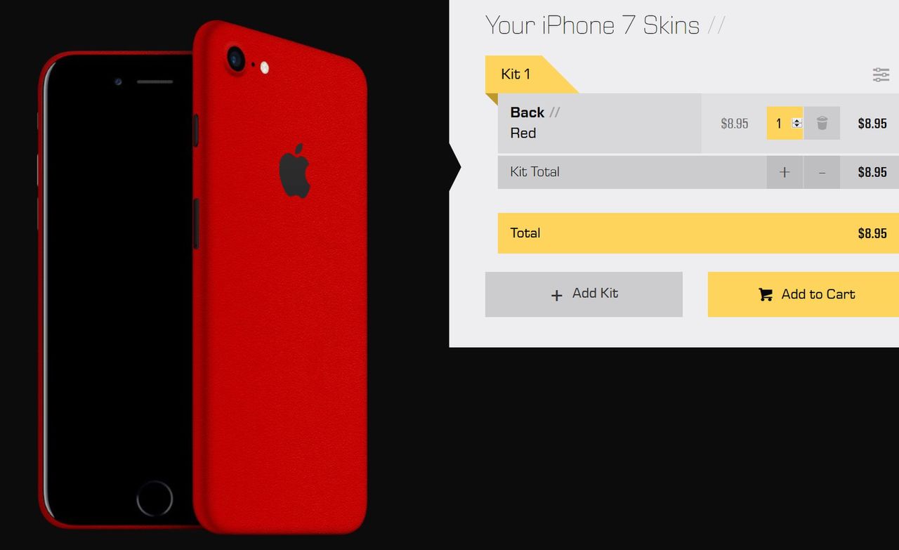 Zestaw do oklejania obudów iPhone'ów w kolorze czerwonym firmy dbrand