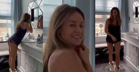 Małgorzata Rozenek w kusej piżamce wdzięczy się do lustra w swojej eleganckiej łazience (ZDJĘCIA)