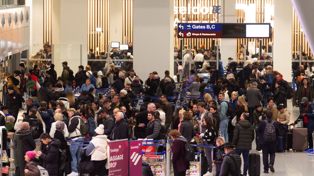 Holiday Travel In Duesseldorf Airport
A general view of a crowd of travelers is seen at Duesseldorf Airport in Duesseldorf, Germany, on December 20, 2024, ahead of the Christmas holiday (Photo by Ying Tang/NurPhoto via Getty Images).
NurPhoto
december 20, festive season, air travel, holiday crowd, festive travelers, busy airport, european airport, yingphotography, seasonal travel, vacation, nur photo, germany travel, holiday travel, holiday season, crowd, international travel, nurphoto, ying tang, duesseldorf airport, travelers, travel photo., travel season, deutschland, festive travel, germany tourism, duesseldorf, holiday rush, christmas holiday