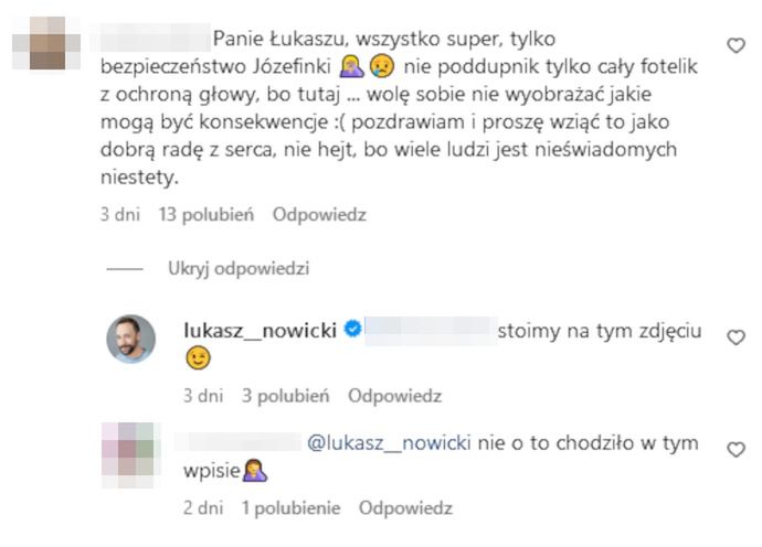 Komentarze pod postem Łukasza Nowickiego 