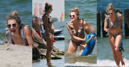 Naturalna Małgorzata Socha W BIKINI szaleje z dziećmi na plaży w Chałupach (ZDJĘCIA)