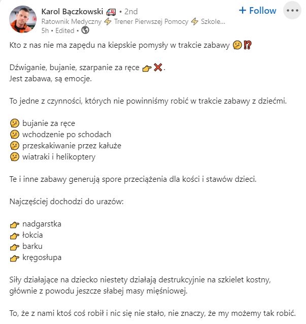 Ratownik medyczny ostrzega przed nierozważną zabawą 