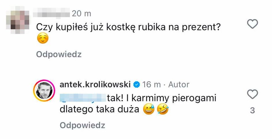 Antek Królikowski żartuje z zarzutów Opozdy pod zdjęciem z córką