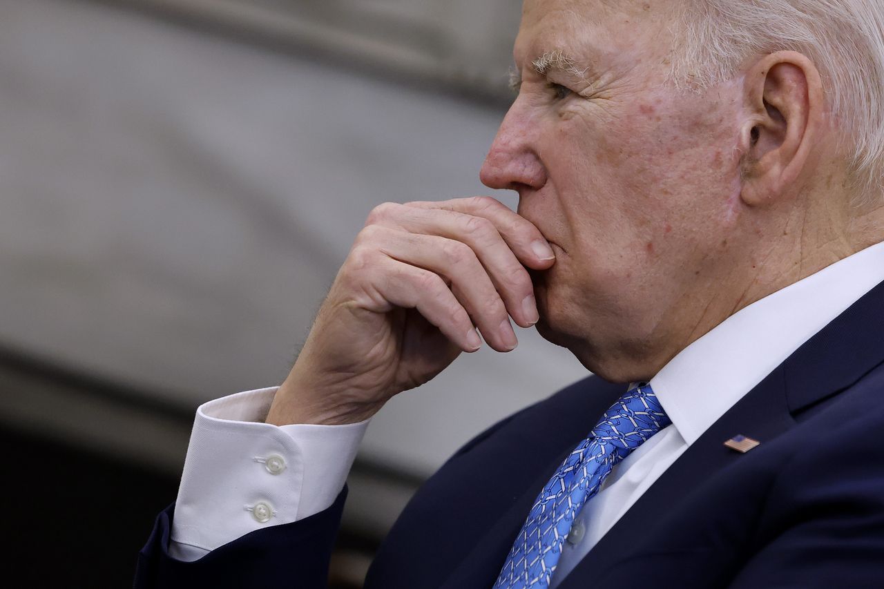 WASHINGTON, DC - MARCH 01: U.S. President Joe Biden listens to Italian Prime Minister Giorgia Meloni deliver prepared remarks during a meeting in the Oval Office at the White House on March 01, 2024 in Washington, DC. Biden welcomed the far-right leader to the White House for the second time in a year, praising Italy's continued support for Ukraine following Russia's 2022 full-scale invasion. Italy assumed its one-year presidency of the G7 in January.  (Photo by Chip Somodevilla/Getty Images)