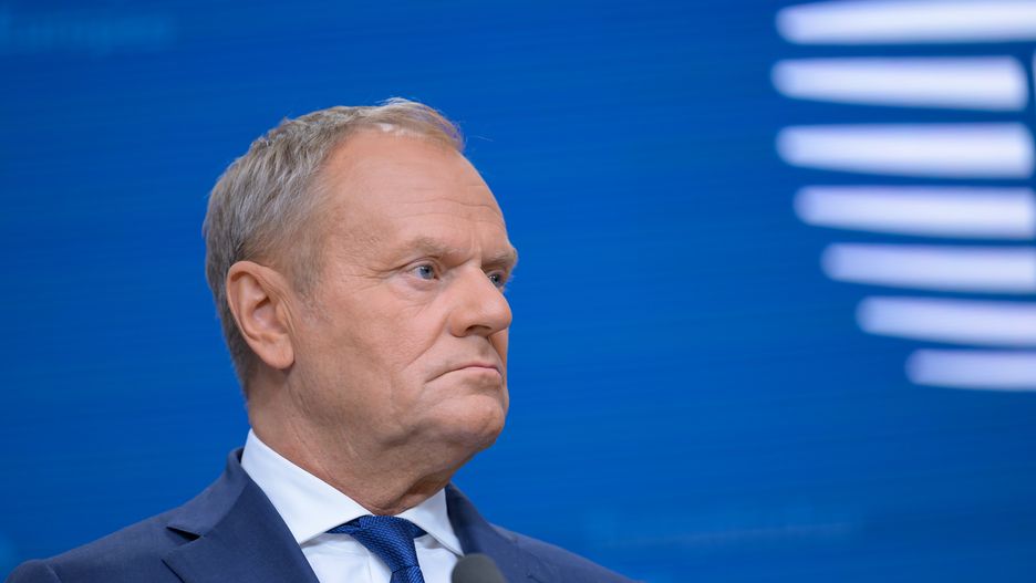Outgoing Prime Minister of Poland Donald Tusk looks on during a joint press conference at the end of the summit. EU leaders meet in Brussels, Belgium, on June 26, 2025, to discuss geoeconomic challenges and the ongoing developments in Ukraine and the Middle East. (Photo by Jonathan Raa/NurPhoto via Getty Images)