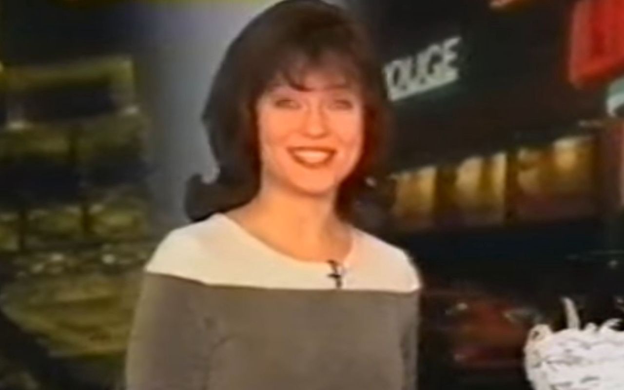 Karina Szafrańska podczas losowania zwycięzców Teleaudio w 1998 roku