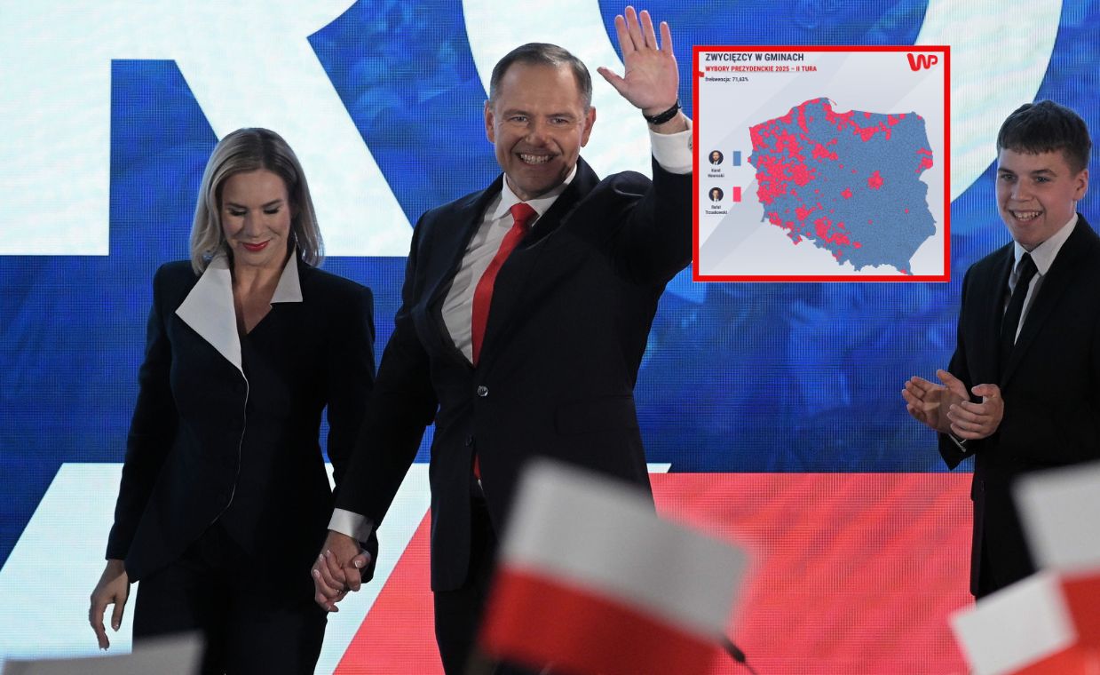 Które gminy za Nawrockim? Ta mapa mówi wszystko
