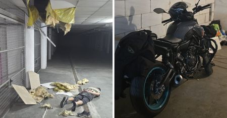 Spadł z podwieszanego sufitu. Wprost pod nogi policjantów