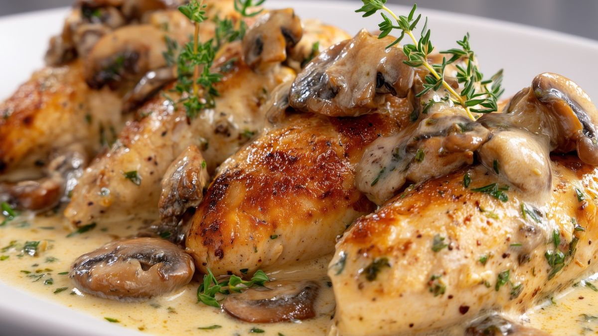 Soczysty filet z kurczaka w sosie pieczarkowym