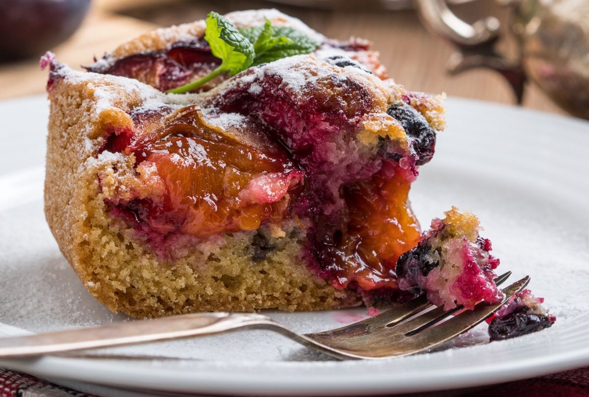 Delicious cake with plums