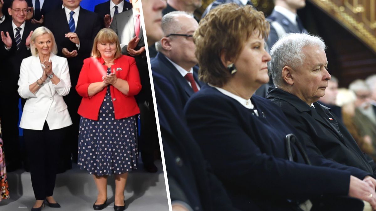 Po lewej: Ewa Malik podczas ogłaszania "jedynek" PiS. Po prawej: z Jarosławem Kaczyńskim w 2016 r. 