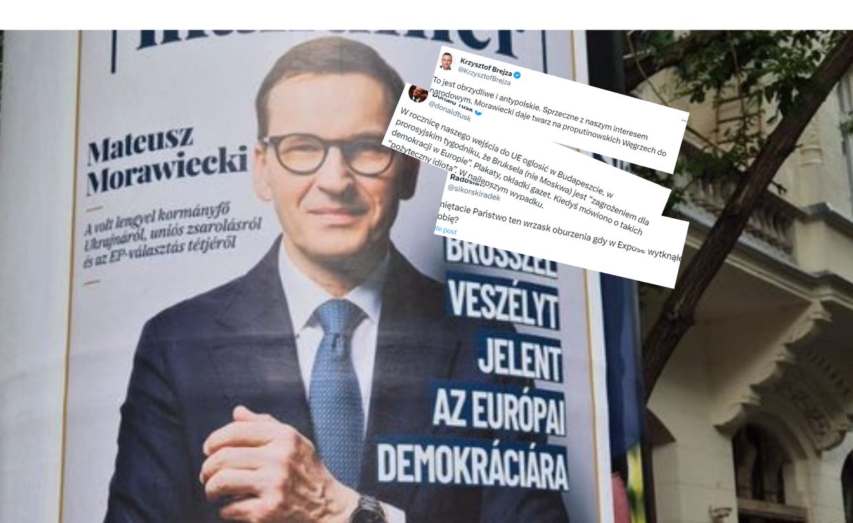 W Budapeszcie na ulicach zawisły plakaty z Mateuszem Morawieckim, na których obok jego twarzy widnieje hasło: "Bruksela stanowi zagrożenie dla demokratycznej Europy"