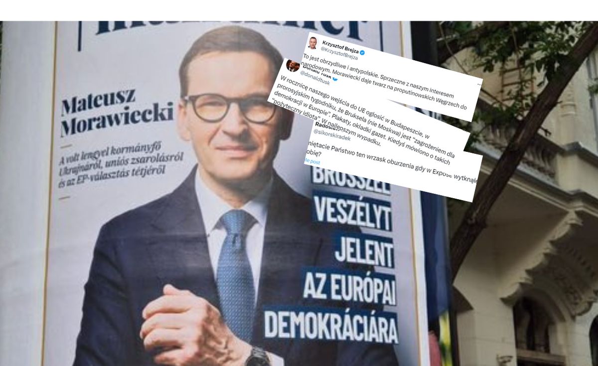 W Budapeszcie na ulicach zawisły plakaty z Mateuszem Morawieckim, na których obok jego twarzy widnieje hasło: "Bruksela stanowi zagrożenie dla demokratycznej Europy"