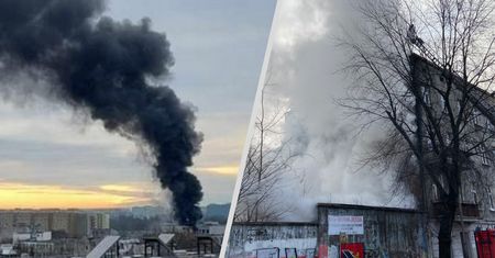 Wielki pożar w centrum miasta. Czarny dym było widać z kilku kilometrów