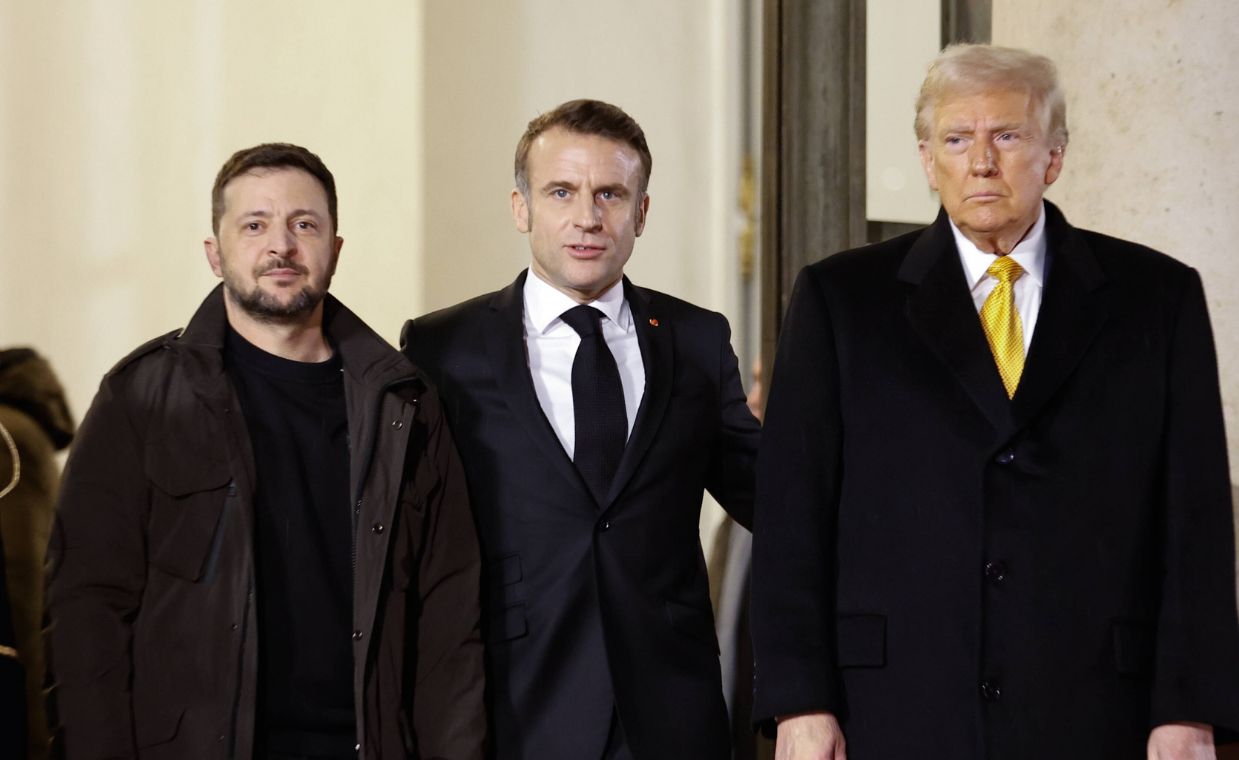 Wołodymyr Zełenski, Emmanuel Macron i Donald Trump