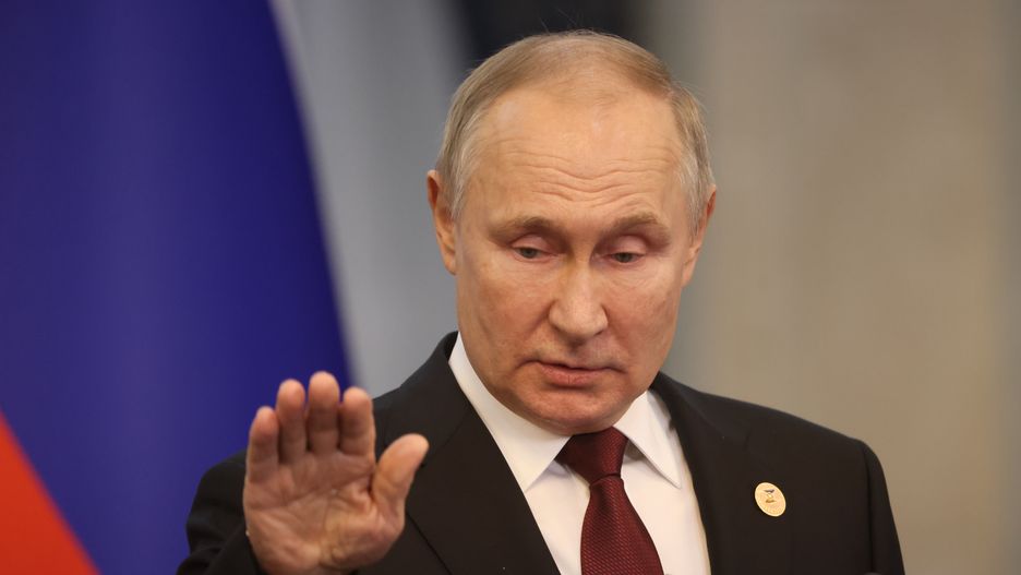 BISHKEK, KYRGYZSTAN - DECEMBER 9: (RUSSIA OUT) Russian President Vladimir Putin gestures during his press conference at the Eurasian Economic Summit on November 9, 2022 in Bishkek, Kyrgyzstan. Leaders of Russia, Belarus, Kazakhstan and Armenia gathered in Kyrgyz capital, hosting the Eurasian Economic Union (EAEU) Summit. (Photo by Contributor/Getty Images)