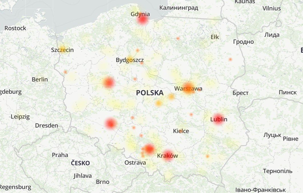 Mapa awarii Twittera