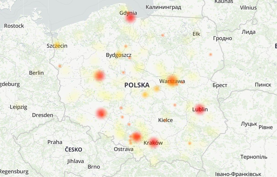 Mapa awarii Twittera